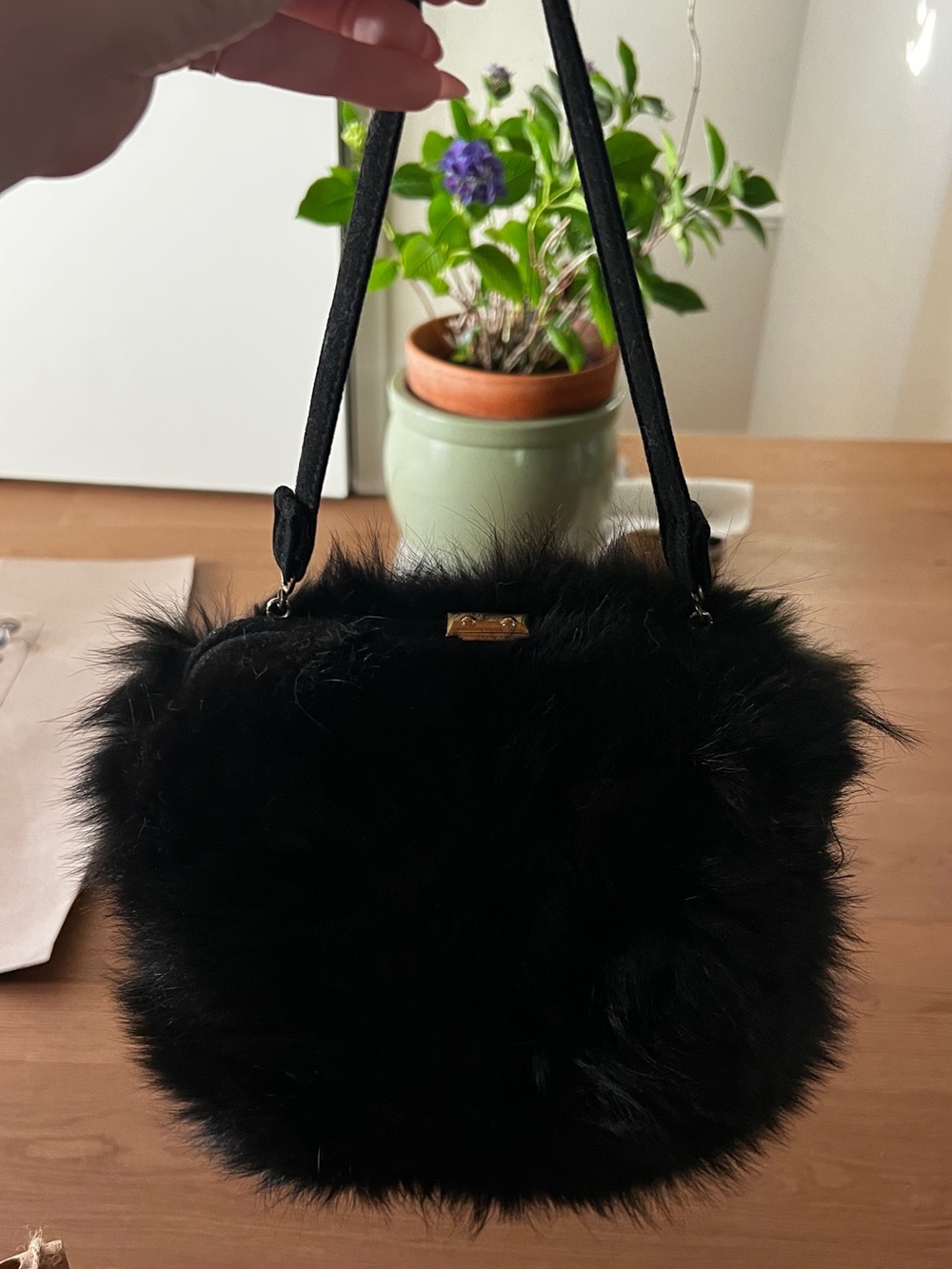 Vintage Black Fur Bag